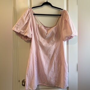 H&M Divided Light Pink Dress Puffed Sleeves Size L